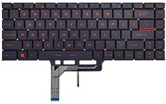 Replacement Backlight Keyboard for MSI GF63 GF65 GS65 Stealth Series Laptop, MSI GS65 Stealth Keyboard with Red Frame US Layout