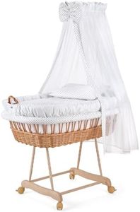 WALDIN Landau/berceau complet,24 modèles disponibles,couleur du tissu blanc/points gris, Cadre/Roues non traitée