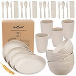 Wheat Straw Dinnerware Sets, 28PCS Unbreakable, Microwave and Dishwasher Safe Tableware Set, Lightweight Plates, Cups, Bowls, Forks (Beige, Fork)