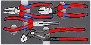 KNIPEX Set of Pliers, 4 Parts, in A Foam Tray for Workbenches/Tool Trolleys, 335 x 33 x 165 mm, Pliers Set, Tool Set, 00 20 01 V15