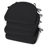 Shinnwa Chair Cushions for Dining Chairs Set of 4 Indoor Seat Cushions for Kitchen Chairs with Ties U Shaped Non Slip Seat Pads for Chairs 17 x 16.5 inches (Black, 4P)