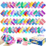 60Pcs Party Favors for Kids, Mini Pop Keychain Fidget Toys Adults Kids, Push Pop Bubble Fidget Keychain Sensory Toys, Square Pop Stress Relief Toys for Autism, Goodie Bag Items for Kids (Color Random)