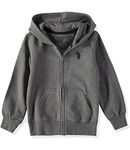 U.S. Polo Assn. Boys' Hooded Zip or Snap Fleece Jacket, New Grey, X-Small