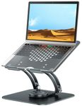 tounee Adjustable Laptop Stand for Desk, Ergonomic Laptop Holder with 360° Rotating Base, Portable Aluminum Computer Stand Laptop Riser Compatible with Air, Pro, All Laptop 10-16"-Gray