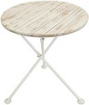 Sunnydaze French Country Wood Round Bistro Table - Portable White Folding Table for Indoor or Outdoor Use - 28" Round