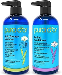 PURA D'OR Scalp Therapy Shampoo & Healing Conditioner Low Lather Set (16oz x 2) Hair Oil For Dry, Itchy Scalp - Hydrates & Nourishes Hair with Tea Tree, Argan Oil & Biotin, All Hair Types, Men Women