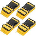 BlueCosto Luggage Straps for Suitcases - Yellow, 4 PK - Premium Nylon Belts for Luggage Security - Heavy-Duty w/Adjustable Length (46”-78”) for Suitcase, Briefcase, Backpack & Travel Bag