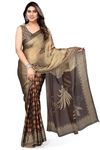 MIRCHI FASHION Women's Chiffon Georgette Block Print Saree with Blouse Piece (40554-Beige, Brown/Rust)