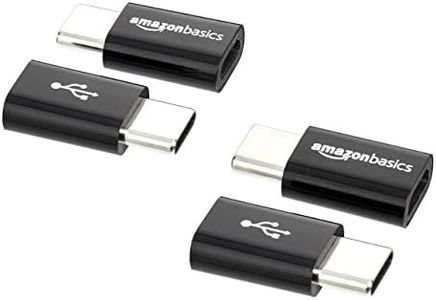 Amazon Basics Micro USB (Female) to USB-C (Male) Adapter - Black, 4-Pack