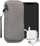 kwmobile Neoprene Phone Pouch Size XXL - 7" - Universal Cell Sleeve Mobile Bag with Zipper, Wrist Strap - Stone Dust