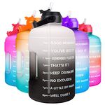 QuiFit 1 Gallon Water Bottle - with Straw & Motivational Time Marker Leak-Proof BPA Free Reusable Gym Sports Outdoor Large(128OZ) Capacity Water Jug(Gray/Black Gradient,1 Gallon)