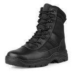 LUDEY Tactical Boots for Men Side Zipper Military Boots Police Boots Anti-Slip Patrol Boots Army Combat Boots Security Boots Work Boots Black 10UK