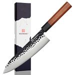 KEEMAKE Japanese Kitchen Knife 8 inch, Professional Chef Knife Japanese 440C Stainless Steel Sharp Knife, Gyuto Knife with Octagon Wood Handle Meat Chopping Knife