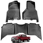 DAZFE Floor Mats Compatible with Dodge Ram 1500 Classic Crew Cab 2019-2022 and Ram 1500/2500/3500 Crew Cab 2012-2018 All Weather Protection TPE Rubber Anti-Slip Waterproof Liners Includes 1st & 2nd