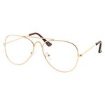 Kids Fake Aviator Eye Glasses Clear Lens Children's Non Prescription (Age 3-10), Gold