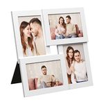 SONGMICS Collage Picture Frames, 4 Frames for 4x6 Photos, Collage Photo Frames for Wall, Multi Frames, Wall Decor, Cloud White RPF25WT