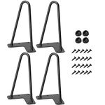 TE DEUM 8 inch Satin Black Hairpin Legs (Set of 4 Heavy Duty 2 Rods Legs), 3/8" Diameter, Metal Heavy Duty Mid-Century Modern,Coffee Table Legs