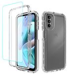 Jhxtech for Moto G31 Case, Moto G41 Case, XT2167-1 XT2173-1 Case with Tempered-Glass Screen Protector, Clear Full Body Protective Hard PC Shell TPU Bumper Cover Cases for Motorola Moto G31 (clear)