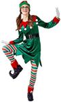 maxToonrain Elf Costume Adult,Christmas Outfits For Women Velvet Long Sleeve Costume Santa Party Elf Dress+Elf Hats+Red Trousers+Halloween Costumes Fancy Dress Set For Adults(A Set 7PCS,L)