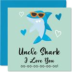 Birthday Cards for Uncle - Uncle Shark - Uncle Birthday Card from Niece or Nephew, Happy Birthday Uncle, Happy Birthday Uncle from Toddler Baby, 145mm x 145mm Seasonal Funny Greeting Cards Gifts