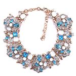 Zthread Bib Statement Necklace Colorful Glass Crystal Collar Choker Necklace for Women Fashion Accessories, crystal-metal, Rhinestone