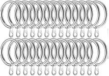 lehom 40 Pack Curtain Rings 32mm Metal Drapery Curtain Rings Hanging Rings Curtain Rods Hooks for Curtains and Rods, Drape Sliding Eyelet Rings(Silver)