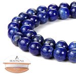 BEADNOVA 10mm Blue Lapis Lazuli Gemstone Round Loose Beads for Jewelry Making (38-40pcs)