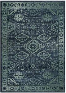 (1.5mx2.1m, Navy/Green) - Area Rugs, Maples Rugs [Made in USA][Georgina] 1.5m x 2.1m Non Slip Padded Large Rug for Living Room, Bedroom, and Dining Room - Navy Blue/Green