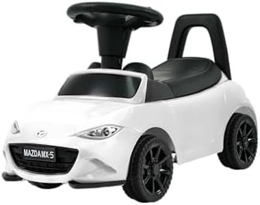 Kids Push Car for Toddlers, Licensed Mazda Toddler Car, Ride on Toy with Horn, Music, Lights, Under Seat Storage- White