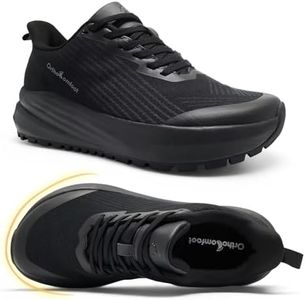 Women's Orthopedic Casual Wide Trail Sneakers: Leisure Orthotic Plantar Fasciitis Diabetic Arch Support Arthritis Pain Relief Walking Shoes, Comfy Golf Breathable Standing Running Shoes Black Size 9