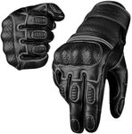 JAG Leather Motorcycle Motorbike Knuckle Protection Powersports Gloves - Motorcycle Gloves Touchscreen for Men (Black, XXX-Large)