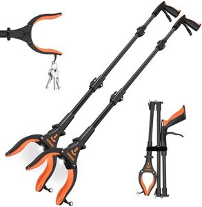 2-Pack Reacher Grabber Tool, 32" Grabbers for Elderly, Trash Picker Grabber with Light, Extended Claw Grabber Reacher Tool, Foldable Pick Up Grab Tool, Magnetic Pick Up Sticks Grippers for Reaching
