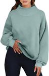 ANRABESS Womens Oversized Sweatshirts Turtleneck Pullover Long Sleeve Hoodies Tops 2024 Fall Fashion Preppy Outfits Light Green-S