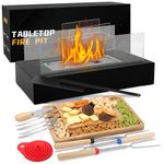 Table Top Fire Pit with Maker Kit,Portable Bioethanol Fireplace Indoor Outdoor, Rectangular Tabletop Fire Bowl Pot with Two-Sided Glass for Table Top Decor Home Patio Christmas Birthday Gifts