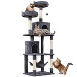 Yaheetech 179cm Cat Tree Multi-Level Cat Tower Large Climbing Scratching Posts with Condos/Perches/Hammock Broad-Space Kitten Activity Centre, Dark Grey