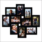 PICRAZEE Wooden 10 Pictures Wall Decor Collage Photo Frame, Multiple Pictures in Single Frame (Black, 23x21 inch) (Design 1), Rectangular