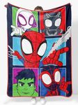 Marvel Spidey & His Amazing Friends Plush Throw Blanket - Measures 46 x 60 Inches - Super Soft & Cozy Fleece Kids Bedding Features Miles Morales & Ghost Spider Gwen