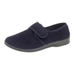 Fashion Star Mens Diabetic Orthopaedic Wide Easy Opening & Close House Hard Sole Slippers Navy-Ken 9