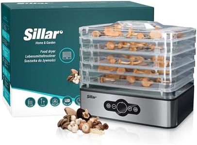 Sillar Deshidratador de Alimentos 240W, Desecadora de Fruta con 5 Bandejas Ajustables, Temperatura Regulable 35°-70°C y Temporizador 0-99h, para Verduras Carne Flores, sin BPA