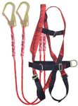 KARAM Full Body Safety Harness (Class P) with Waist Belt for Fall Arrest & Work Positioning with Double Lanyard & Hook | Construction Harness & Fall Protection | PN17(PN206D)(PP)(000_131)(2.0M)