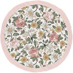 Sweet Jojo Designs Vintage Floral Girl Baby Playmat Tummy Time Infant Play Mat - Blush Pink, Yellow, and Green Boho Shabby Chic Rose Flower Farmhouse