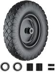 Wheelbarrow Tires 4.80/4.00-8 Flat Free, 16 inch Solid 4.80/4.00-8 Tire and Wheel with 5/8” or 3/4” Bearings, Wheel Barrow Tires 4.80/4.00-8 Includes Adapter Kit