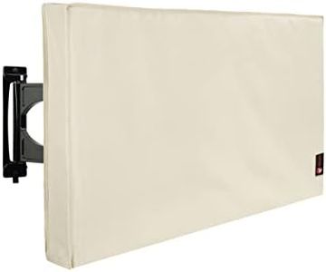 iBirdie Outdoor TV Cover 80 to 85 inch Weatherproof, Cover Size 75''L x 45''H, Waterproof for Outside Flat Screen 80 to 85 inch TV, Beige, 600D Thick Fabric Screen Protector with Bottom