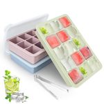 BETA SPACE Ice Cube Tray with Lid, 3 Packs 45 Cubes, Silicone Ice Cube Trays Large Reusable and BPA Free for Whiskey, Cocktail, Drinks&Baby Food, Freezer, Souper,Dishwasher Safe