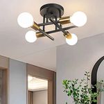 Hudi Fyier Modern Chandelier Light Fixtures 4 Light, Industrial Vintage Style Light Fitting, Ceiling Light for Bedroom Kitchen Dining Room Loft Office