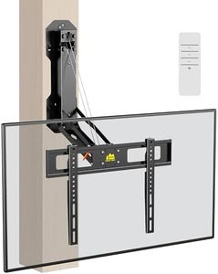 FORGING MOUNT Motorized Fireplace TV Wall Mount with Remote, Electric Full Motion TV Mount for 32″-85″ Flat/Curved TVs up to 88 lbs, Flip Pull Down TV Bracket for Flat Roof, Max VESA 600x400mm
