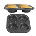 Fadcaer 2 Pack Muffin Tray 4 Cup Muffins Pan Non-Stick Cupcake Tin Bun Tin Cupcake Baking Mould Carbon Steel Bakeware for Yorkshire Pudding Pies 19.6cm x 19.6cm x 3.2cm