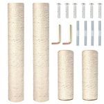 PowerKing Natural Sisal Replacement Scratching Post, 4 Pieces M8 Cat Scratch Post Refill Pole Parts for Refurbishment, White, Include Screws, 15.74''+11.88''+7.87''+3.93'' (White-40+40+20+20)