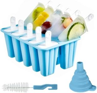 HASTHIP® Popsicle Molds, 10 Pieces Popsicle Molds Reusable Silicone BPA Free Ice Pop Easy Release Popsicle Molds With Silicone Funnel & Cleaning Brush