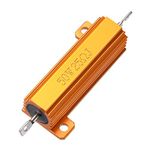 sourcingmap 50W 25 Ohm 5% Aluminum Housing Resistor Screw Tap Chassis Mounted Aluminum Case Wirewound Resistor Load Resistors Gold Tone 1pcs